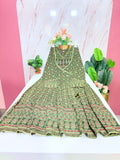 Olive Green Printed Rayon Plus Size Anarkali Umbrella Kurti