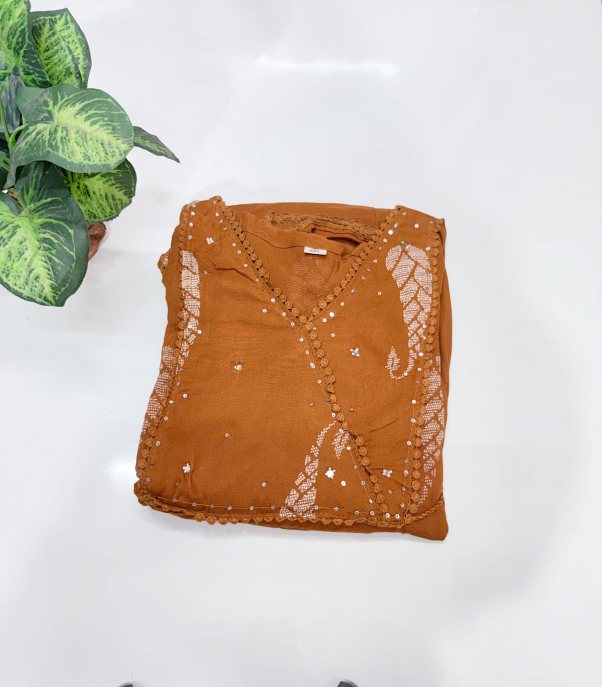 Mustard Brown Rayon Plus Size Umbrella Kurti