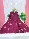 Wine Rayon Plus Size Umbrella Kurti