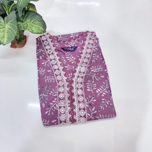 Pink Printed Rayon Plus Size Umbrella Kurti