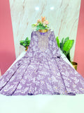 Lavender Printed Rayon Plus Size Umbrella Kurti