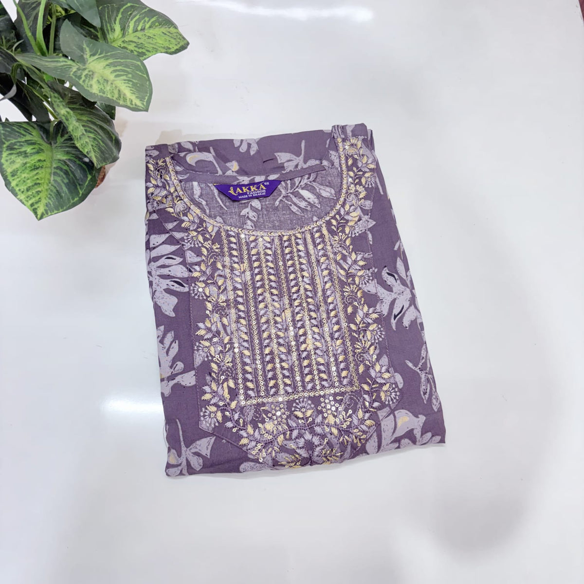 Lavender Printed Rayon Plus Size Umbrella Kurti