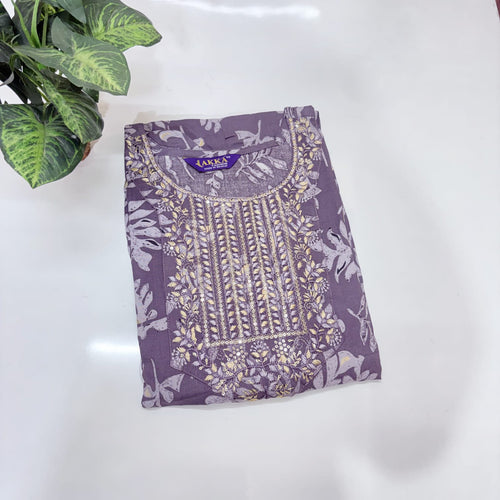 Lavender Printed Rayon Plus Size Umbrella Kurti