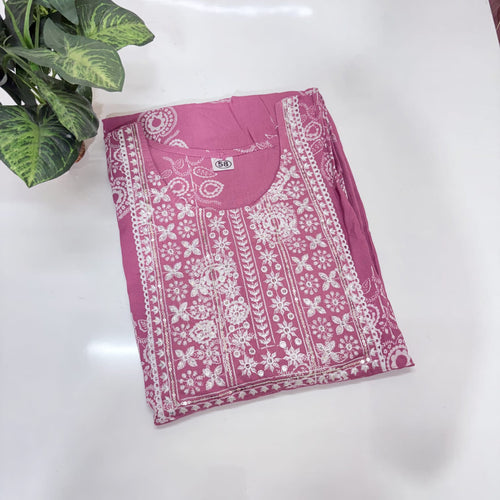 Pink Printed Rayon Plus Size Umbrella Kurti