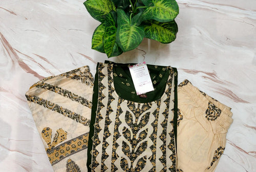 Rayon Straight Cut Kurthi Set with Dupatta