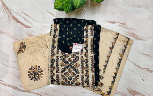 Rayon Straight Cut Kurthi Set with Dupatta