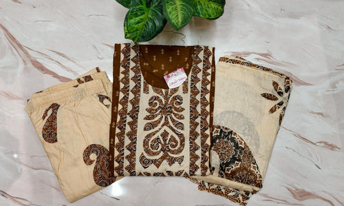 Rayon Straight Cut Kurthi Set with Dupatta