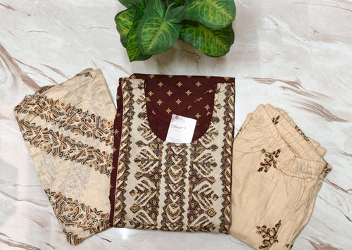 Rayon Straight Cut Kurthi Set with Dupatta