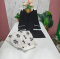 Rayon Top with Handloom Cotton Pant Co-ord Set - Black