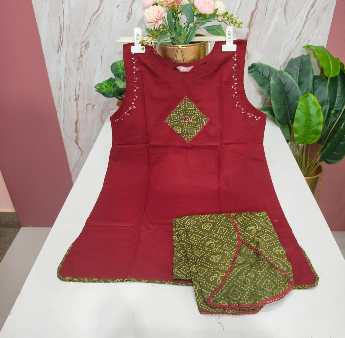 Cotton Sleeveless Co-ord Set with Dhoti Pants