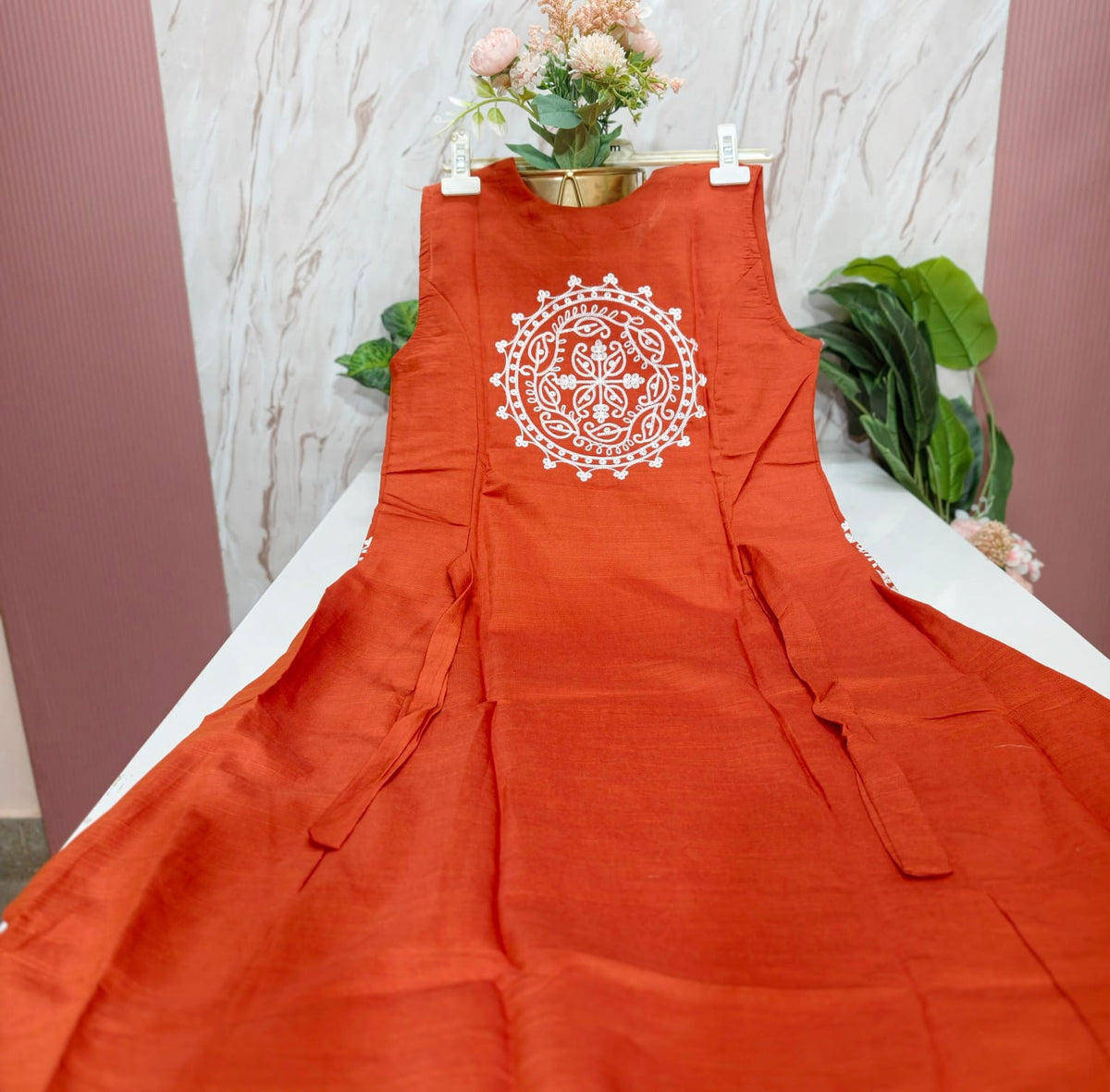 Vatican Fabric A-Line Co ord Set with Embroidery