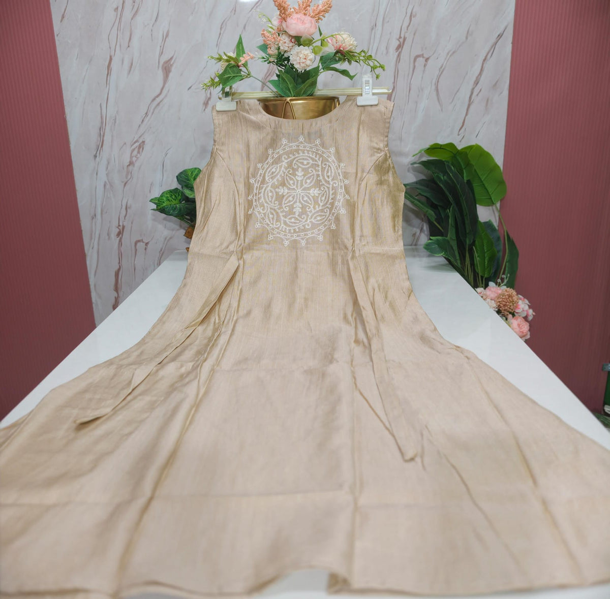 Vatican Fabric A-Line Co ord Set with Embroidery