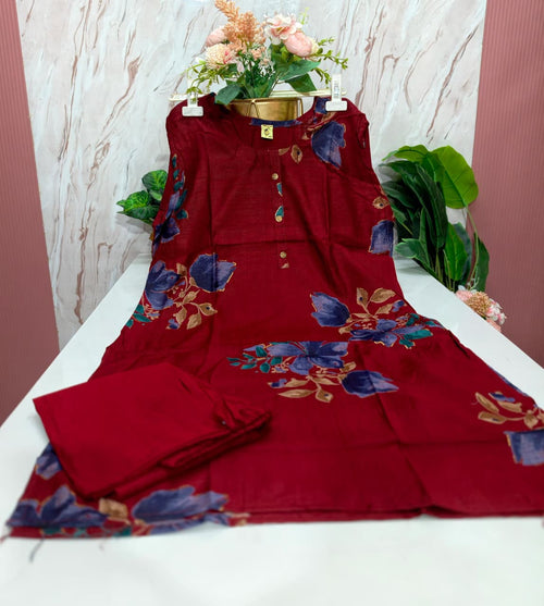 Vatican Fabric Straight Cut Kurti with Pants