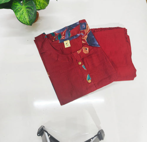 Vatican Fabric Straight Cut Kurti with Pants