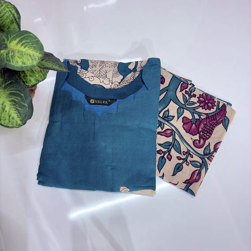 Kalamkari Print Cotton Kurti with Dupatta