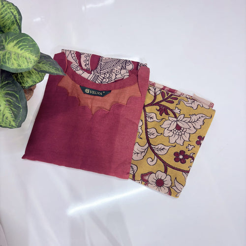 Kalamkari Print Cotton Kurti with Dupatta
