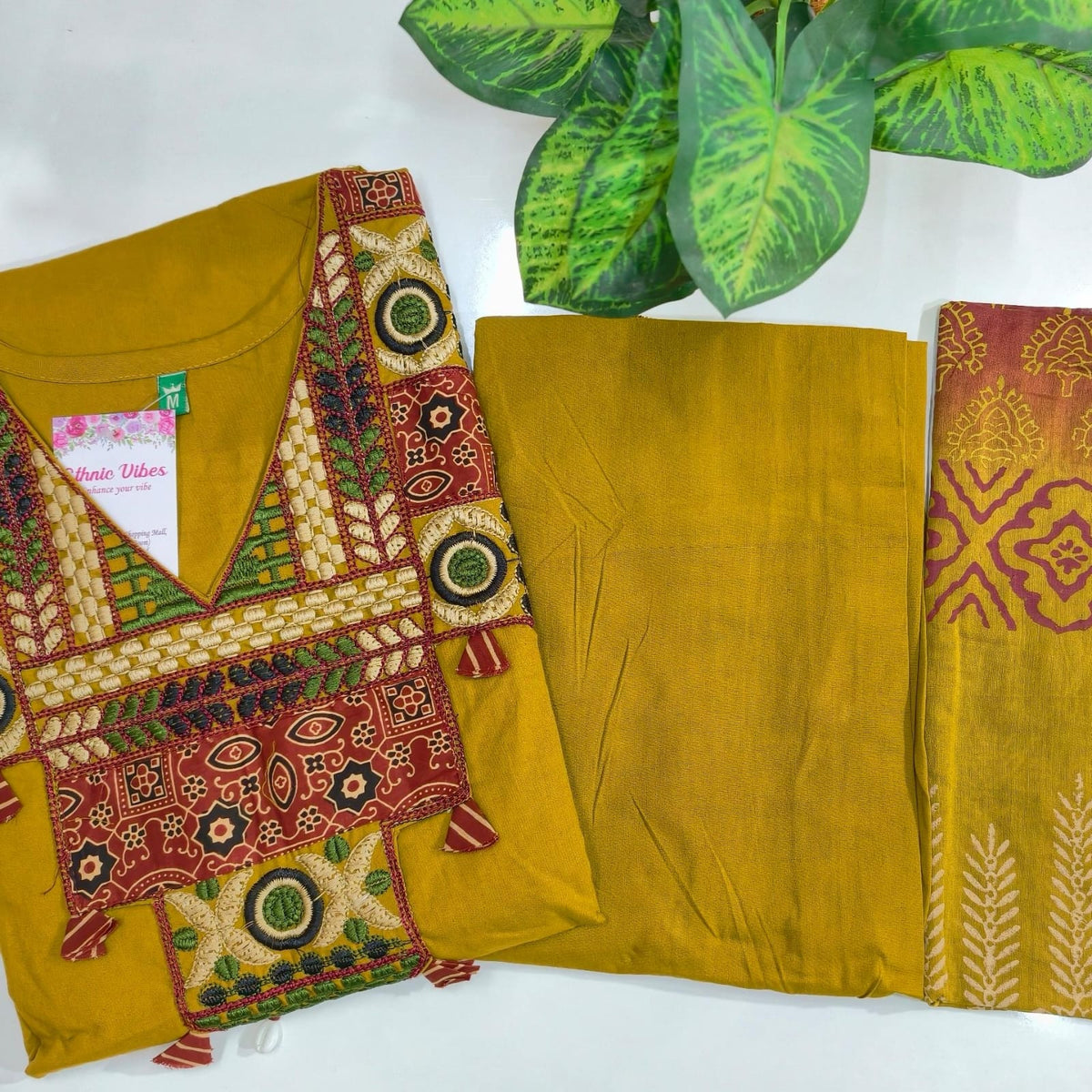 Premium Dabu Cotton A-Line Kurti Set