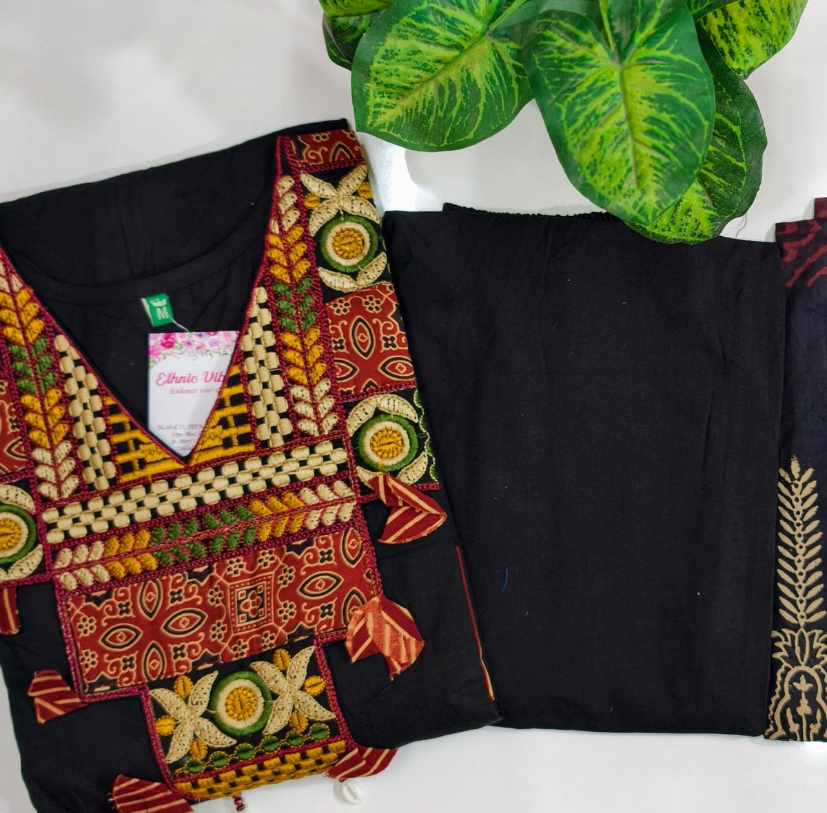 Premium Dabu Cotton A-Line Kurti Set
