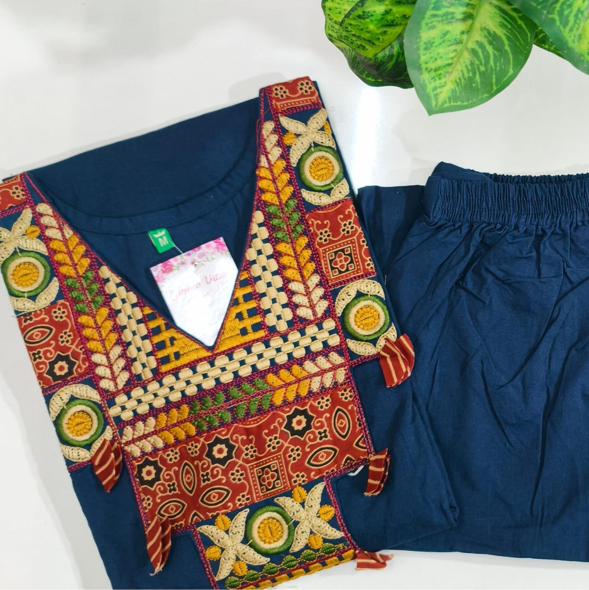 Premium Dabu Cotton A-Line Kurti Set
