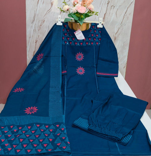 Premium Cambric Cotton 3-Piece Suit Set