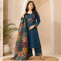 Premium Dark Blue 60s Cotton Kurti Set
