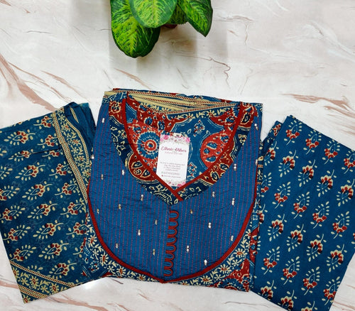 Premium 60s Cotton Pure Anarkali Set – Blue
