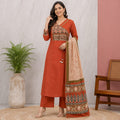 Premium Kalamkari A-Line 3-Piece Kurti Set