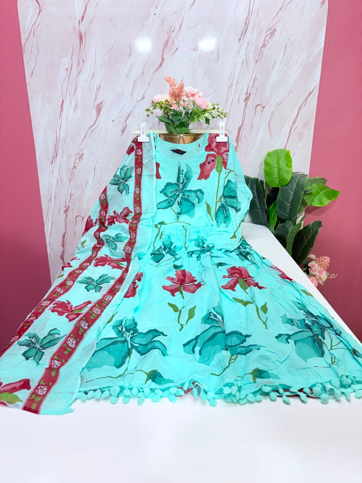 Premium Mul Cotton Umbrella Kurti with Dupatta