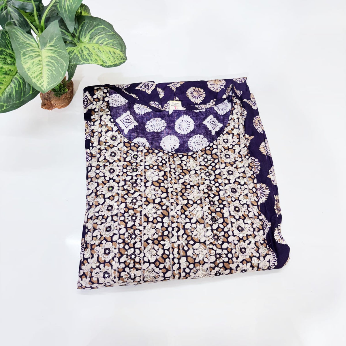 Blue Rayon Plus Size Umbrella Kurti
