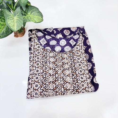 Blue Rayon Plus Size Umbrella Kurti