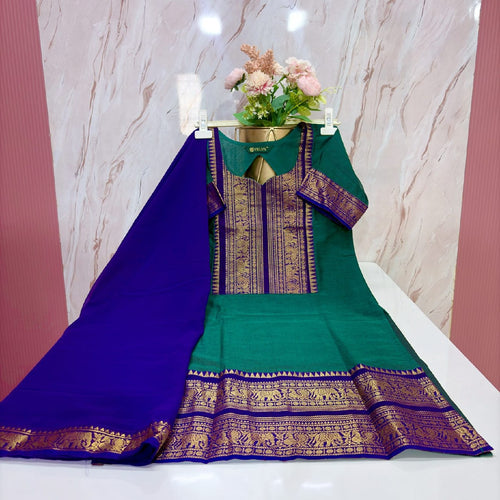 Kanchi Cotton Straight Cut Top with Georgette Dupatta